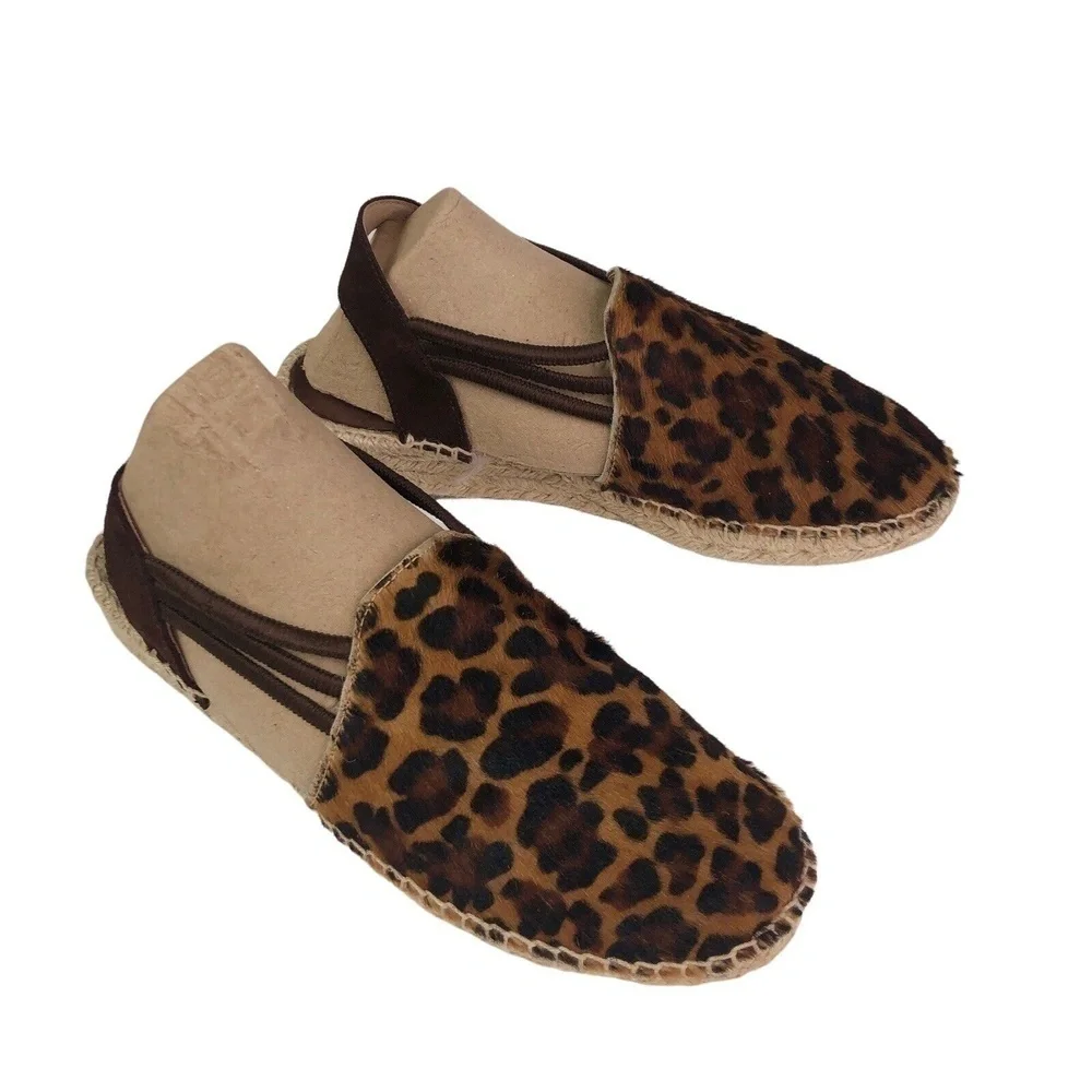 Picon Leopard cheetah  print Slingback sandal Shoe 7.5 Calf Hair Leather